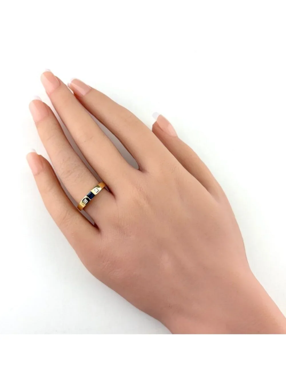 Tiffany & Co Sapphire Yellow Gold Ring Pave Diamond